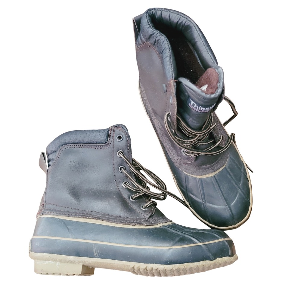 Northwest Territory womens 7 Duck Boots Thinsulate Insulated Brown Black Leather